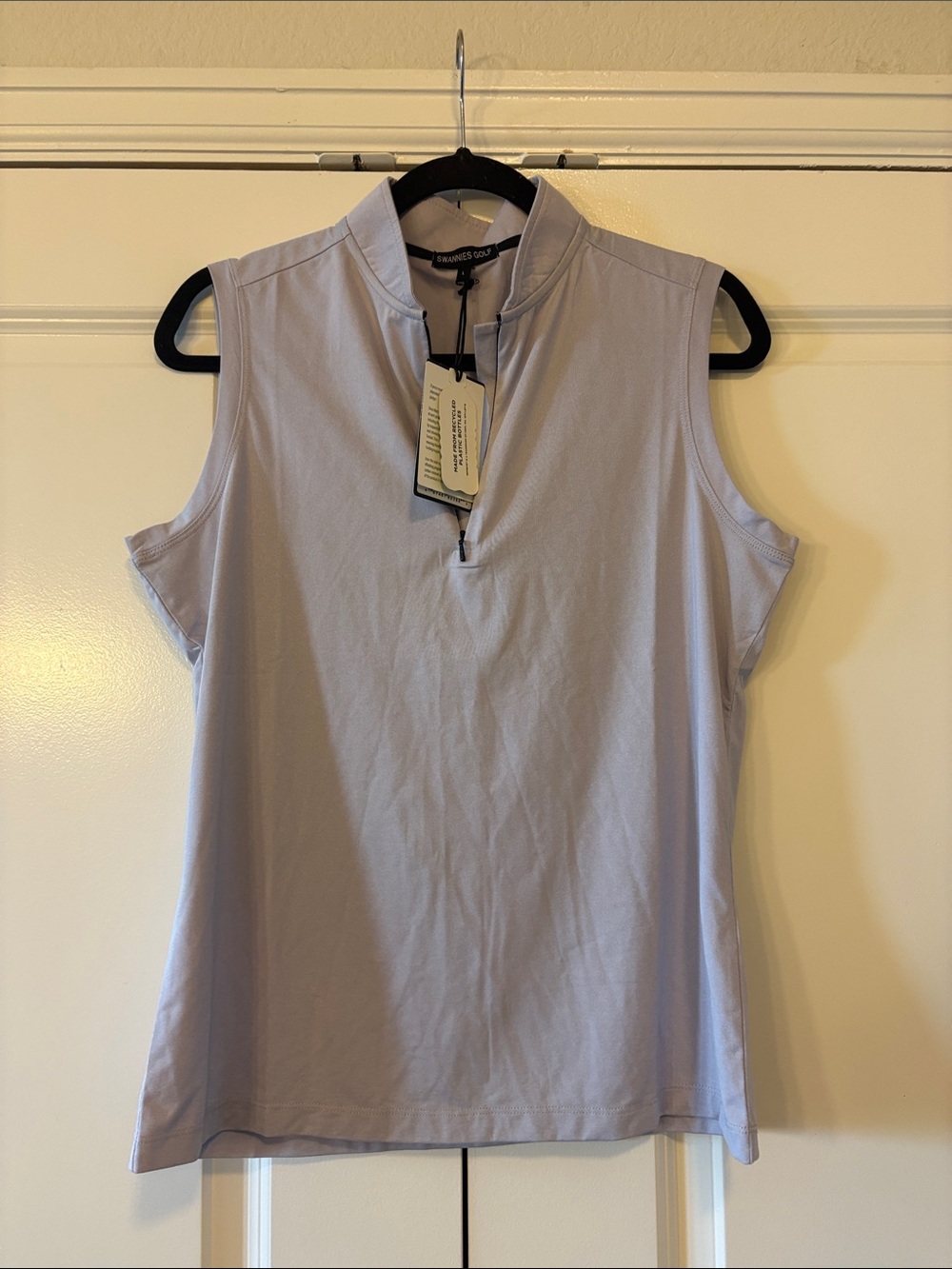 Sleeveless Mock Neck Zip Tank — Lavender